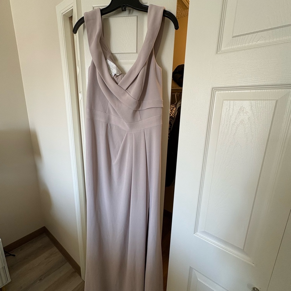 David's Bridal Sleeveless Draped Maxi Dress in Light Lavender